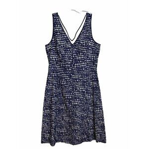 LaVia 18 A-Line Blue White Cotton Sleeveless Dress Preppy Nautical Coastal